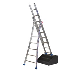 Échelle T3 transformable 3 plans à base évasée en aluminium professionnel