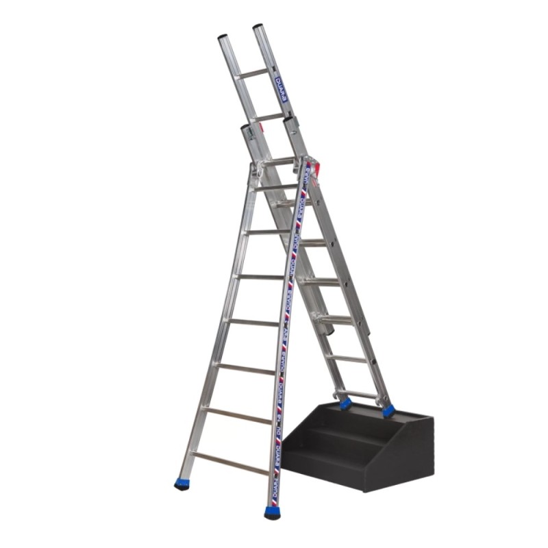 Échelle T3 transformable 3 plans à base évasée en aluminium professionnel