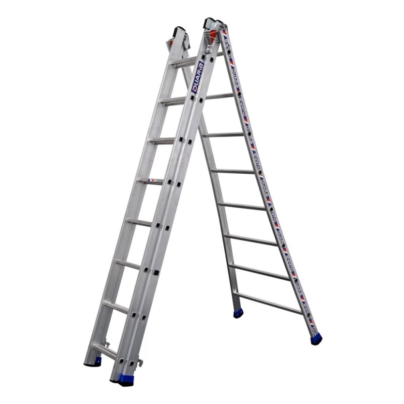 Échelle polyvalente utilisable en position simple, double ou escabeau
