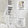 Echafaudage roulant adapté aux espaces étroits, avec installation dans les escaliers possible.