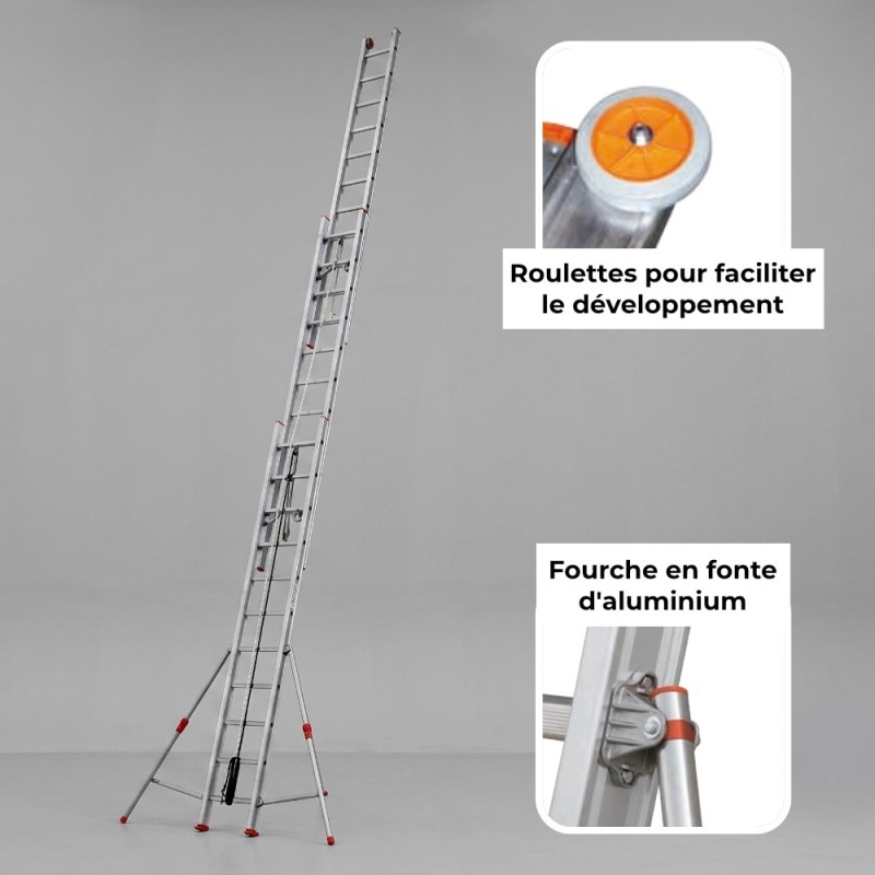 Roulettes pour faciliter le développement. Fourche en fonte d'aluminium