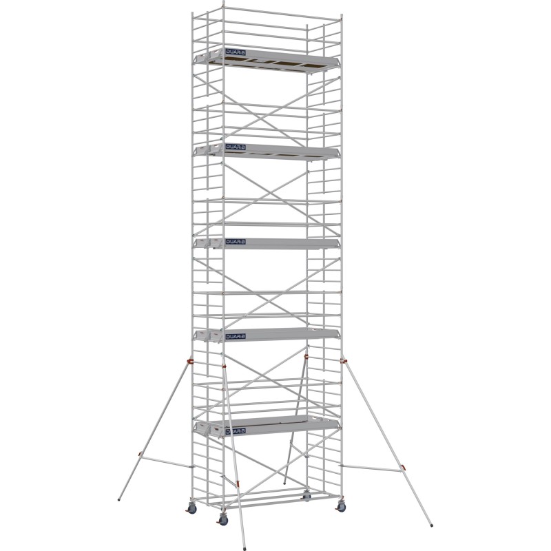 Échafaudage roulant aluminium Docker 150 295 Garde-corps, Lisses - Hauteur plancher 9,90m