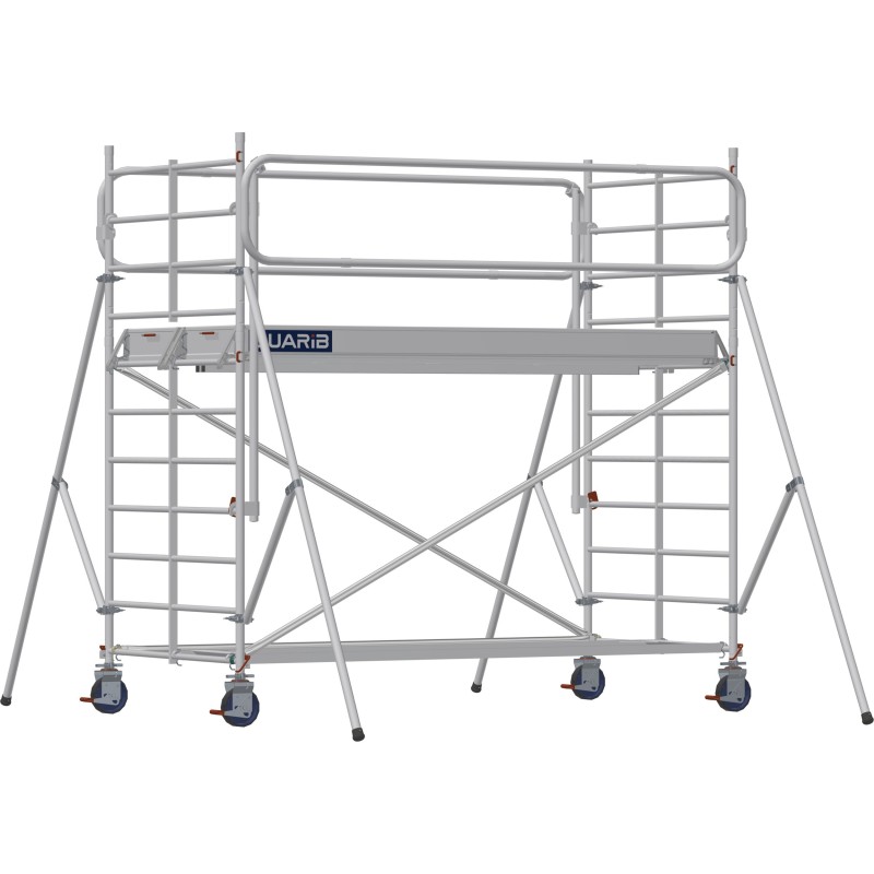 Échafaudage roulant aluminium Docker 150 295 Garde-corps, Monobloc EXMDS - Hauteur plancher 1,90m