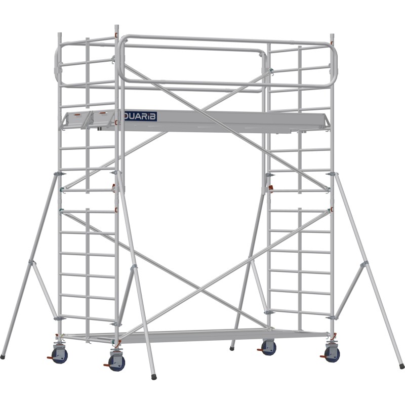 Échafaudage roulant aluminium Docker 150 295 Garde-corps, Monobloc EXMDS - Hauteur plancher 2,90m