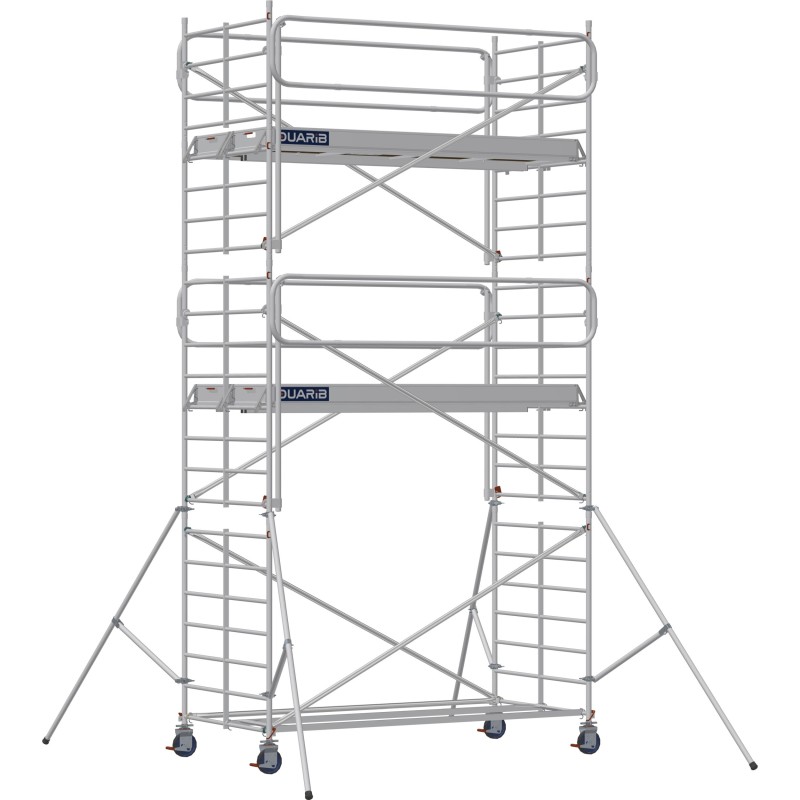 Échafaudage roulant aluminium Docker 150 295 Garde-corps, Monobloc EXMDS - Hauteur plancher 4,90m