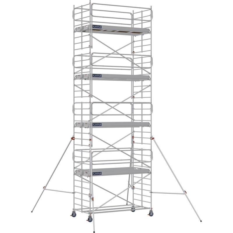 Échafaudage roulant aluminium Docker 150 295 Garde-corps, Monobloc EXMDS - Hauteur plancher 7,90m