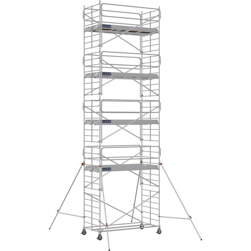Échafaudage roulant aluminium Docker 150 295 Garde-corps, Monobloc EXMDS - Hauteur plancher 9,90m