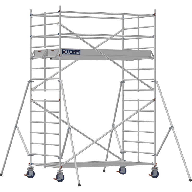 Échafaudage roulant aluminium Docker 150 Lisses et sous-lisses longueur 2.54 m - Hauteur plancher 2,90 m