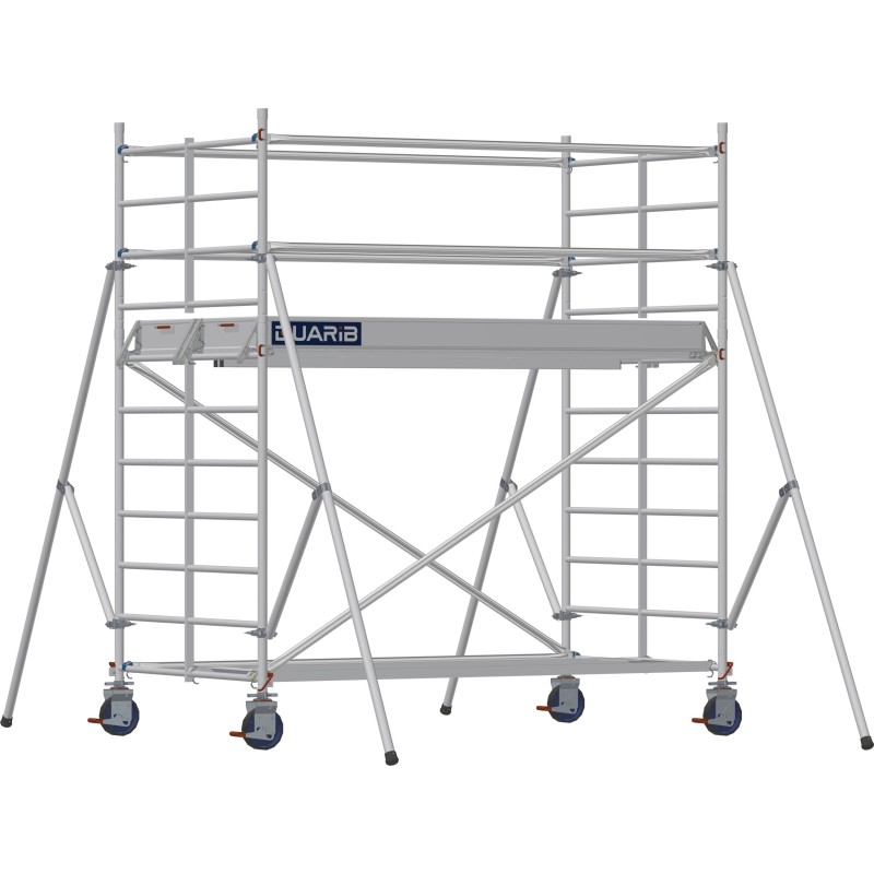 Échafaudage roulant aluminium Docker 150 Lisses et sous-lisses longueur 2.54 m - Hauteur plancher 1,90 m