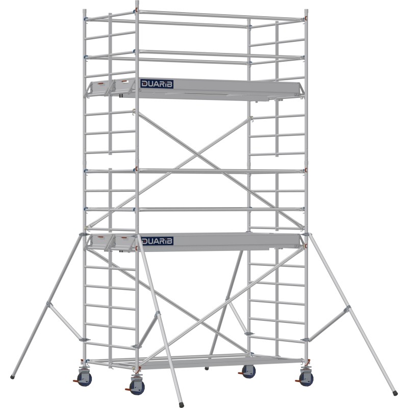 Échafaudage roulant aluminium Docker 150 Lisses et sous-lisses longueur 2.54 m - Hauteur plancher 3,90 m