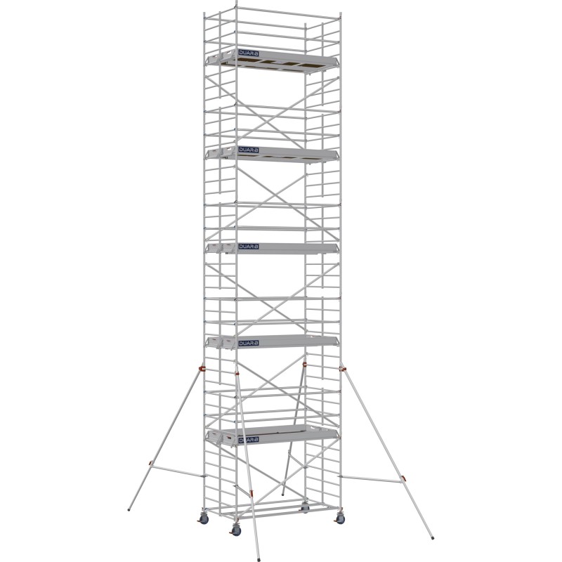 Échafaudage roulant aluminium Docker 150 Lisses et sous-lisses longueur 2.54 m - Hauteur plancher 9,90 m