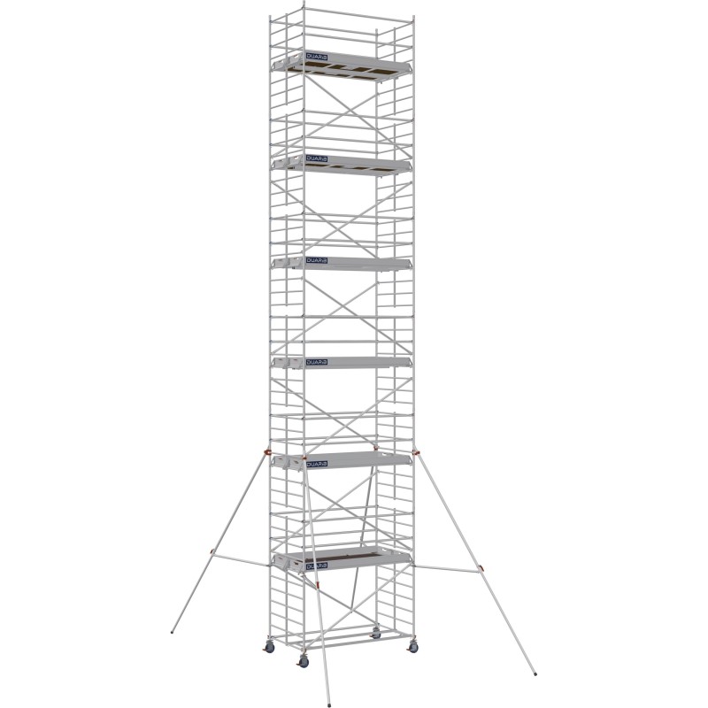 Échafaudage roulant aluminium Docker 150 Lisses et sous-lisses longueur 2.54 m - Hauteur plancher 11,90 m