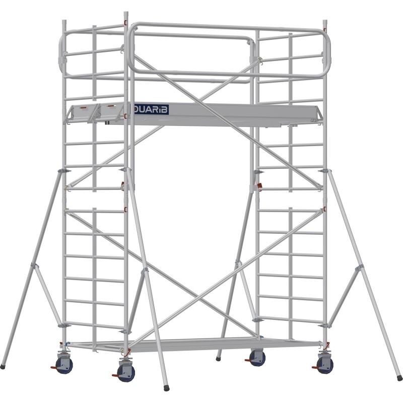 Échafaudage roulant aluminium Docker 150 Garde-corps Monobloc EXMDS longueur 2.54 m  - Hauteur plancher 2,90 m