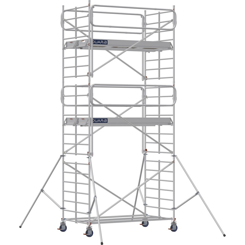 Échafaudage roulant aluminium Docker 150 Garde-corps Monobloc EXMDS longueur 2.54 m - Hauteur plancher 4,90 m