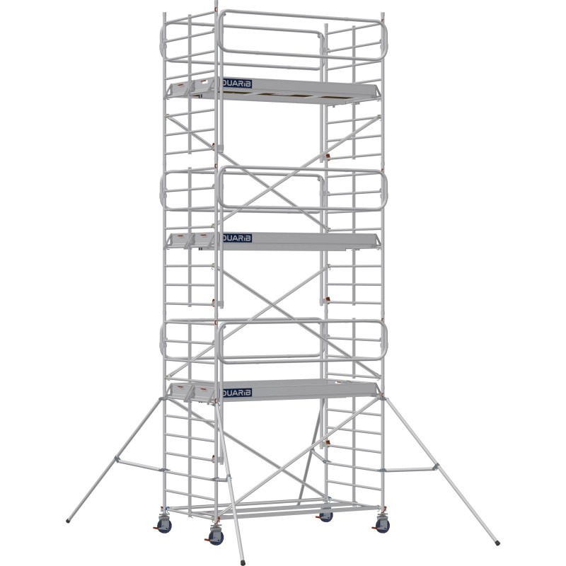 Échafaudage roulant aluminium Docker 150 Garde-corps Monobloc EXMDS longueur 2.54 m - Hauteur plancher 5,90 m