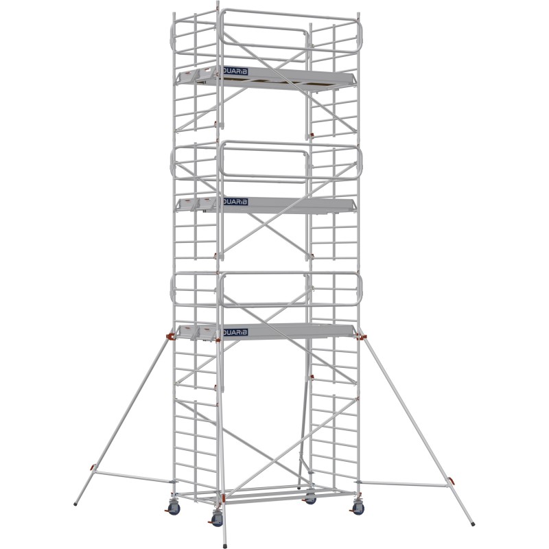 Échafaudage roulant aluminium Docker 150 Garde-corps Monobloc EXMDS longueur 2.54 m - Hauteur plancher 6,90 m