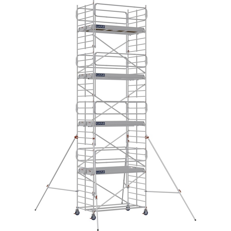 Échafaudage roulant aluminium Docker 150 Garde-corps Monobloc EXMDS longueur 2.54 m - Hauteur plancher 7,90 m