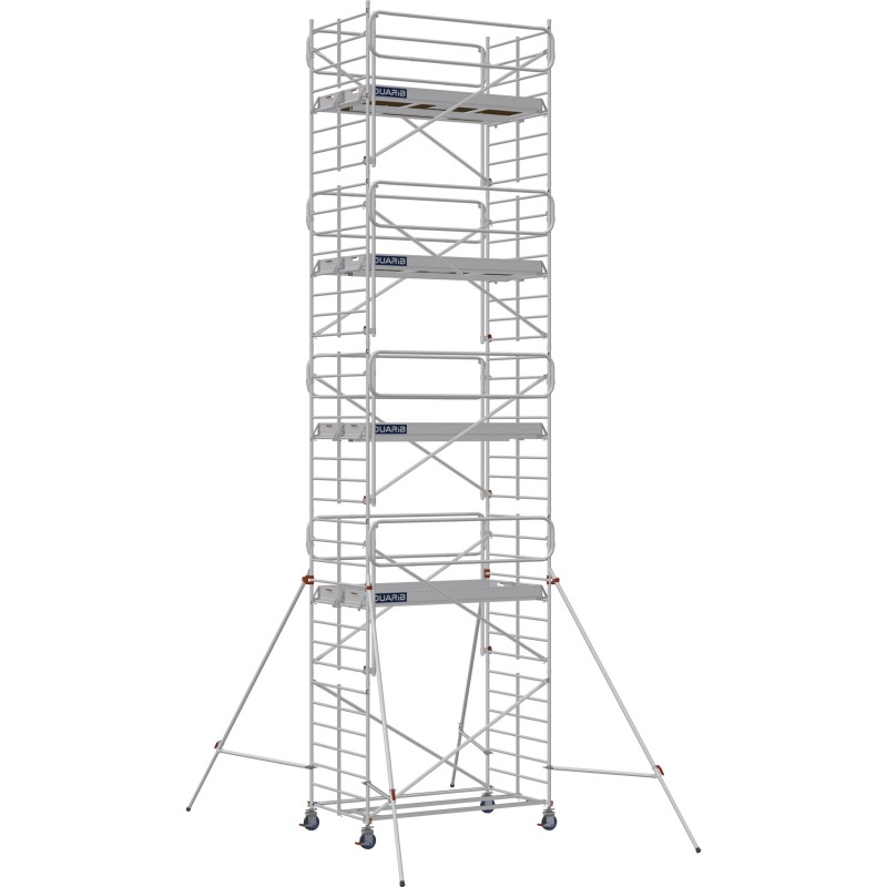 Échafaudage roulant aluminium Docker 150 Garde-corps Monobloc EXMDS longueur 2.54 m - Hauteur plancher 8,90 m