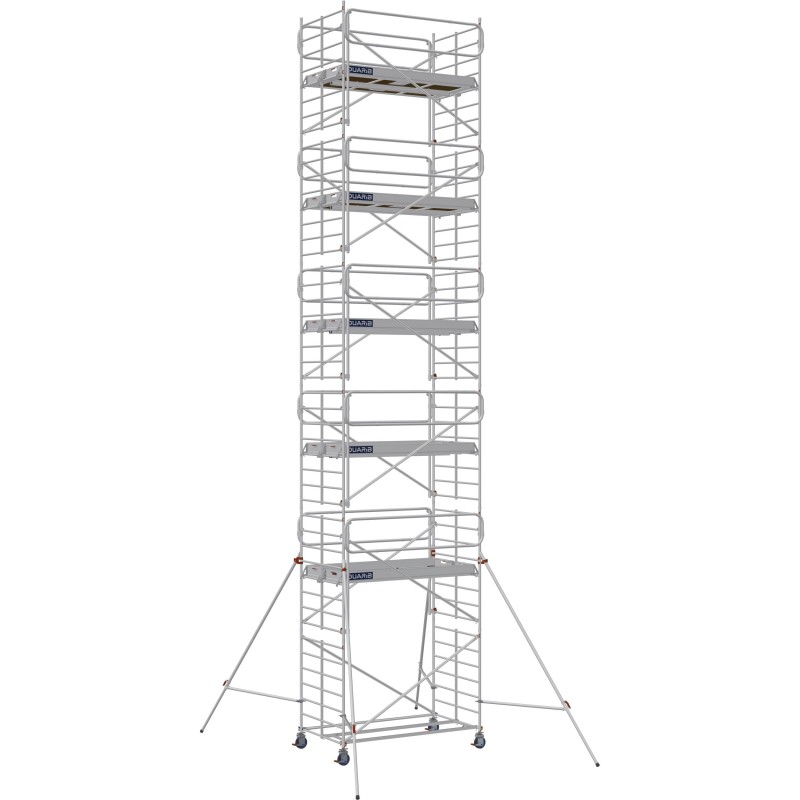 Échafaudage roulant aluminium Docker 150 Garde-corps Monobloc EXMDS longueur 2.54 m - Hauteur plancher 10,90 m