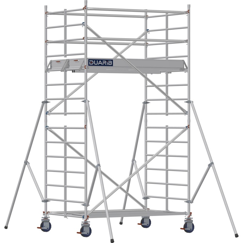 Échafaudage roulant aluminium Docker 150 205 Garde-corps, Lisses - Hauteur plancher 2,90m
