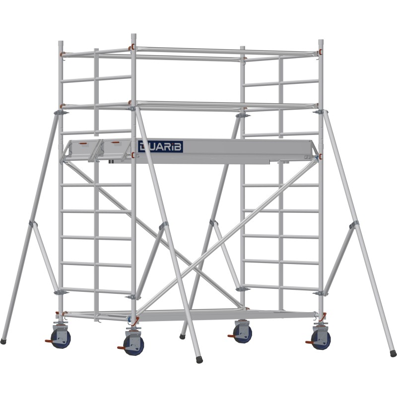 Échafaudage roulant aluminium Docker 150 205 Garde-corps, Lisses - Hauteur plancher 1,90m