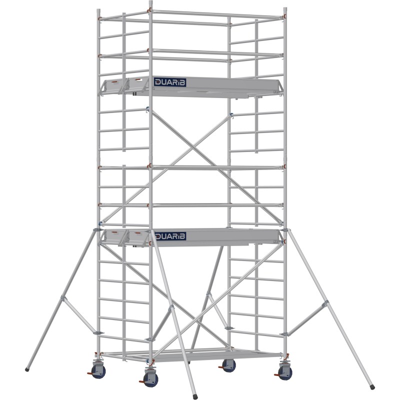 Échafaudage roulant aluminium Docker 150 205 Garde-corps, Lisses - Hauteur plancher 3,90m