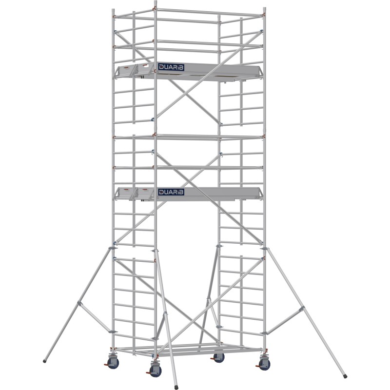 Échafaudage roulant aluminium Docker 150 205 Garde-corps, Lisses - Hauteur plancher 4,90m