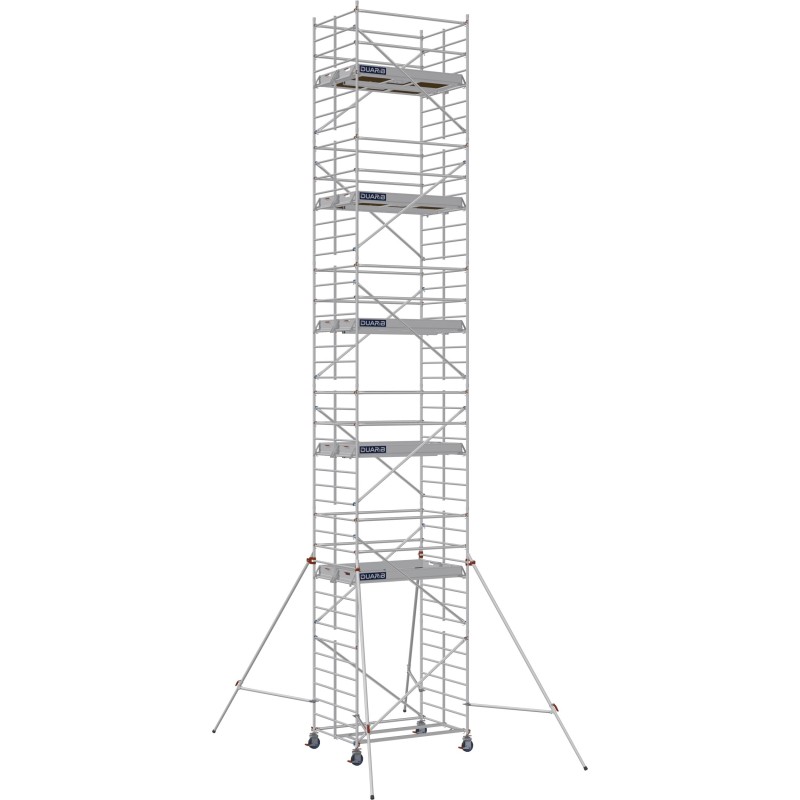 Échafaudage roulant aluminium Docker 150 205 Garde-corps, Lisses - Hauteur plancher 10,90m