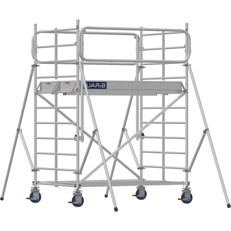 Échafaudage roulant aluminium Docker 150 295 Garde-corps, Monobloc EXMDS - Hauteur plancher 1,90m