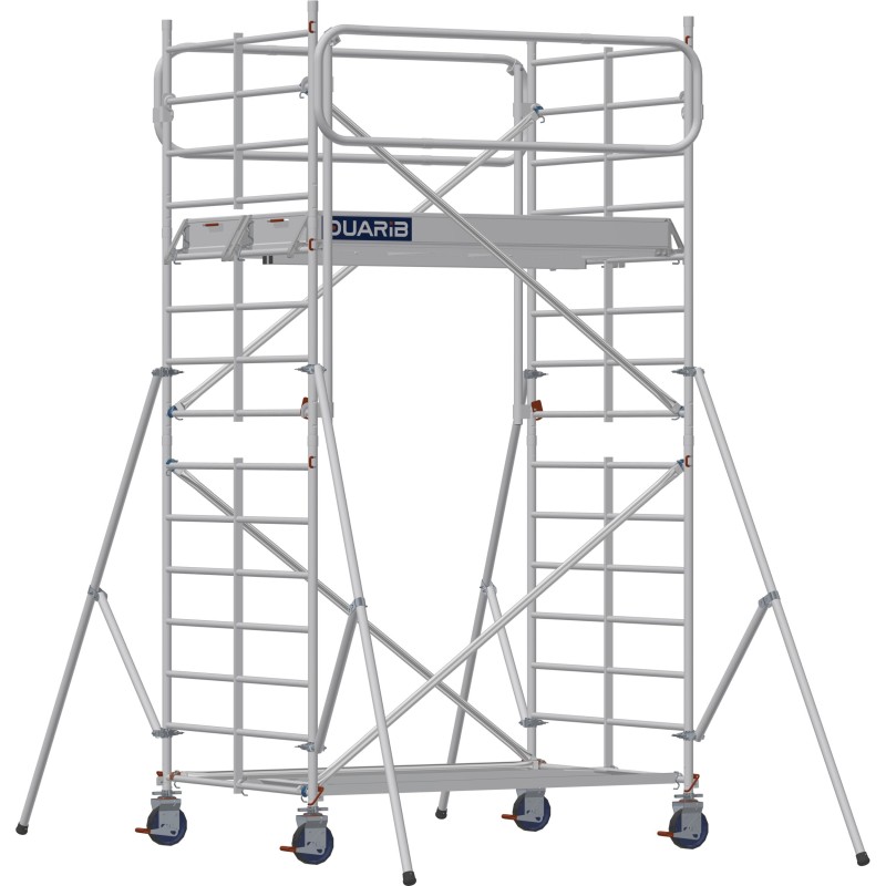 Échafaudage roulant aluminium Docker 150 295 Garde-corps, Monobloc EXMDS - Hauteur plancher 2,90m
