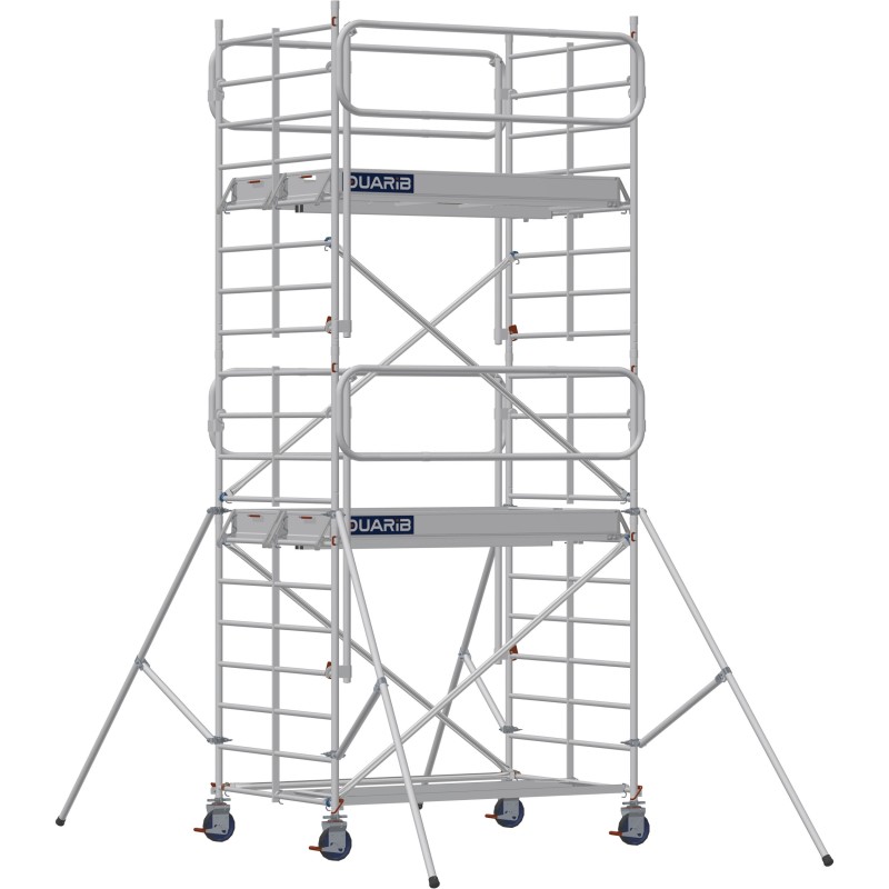Échafaudage roulant aluminium Docker 150 295 Garde-corps, Monobloc EXMDS - Hauteur plancher 3,90m
