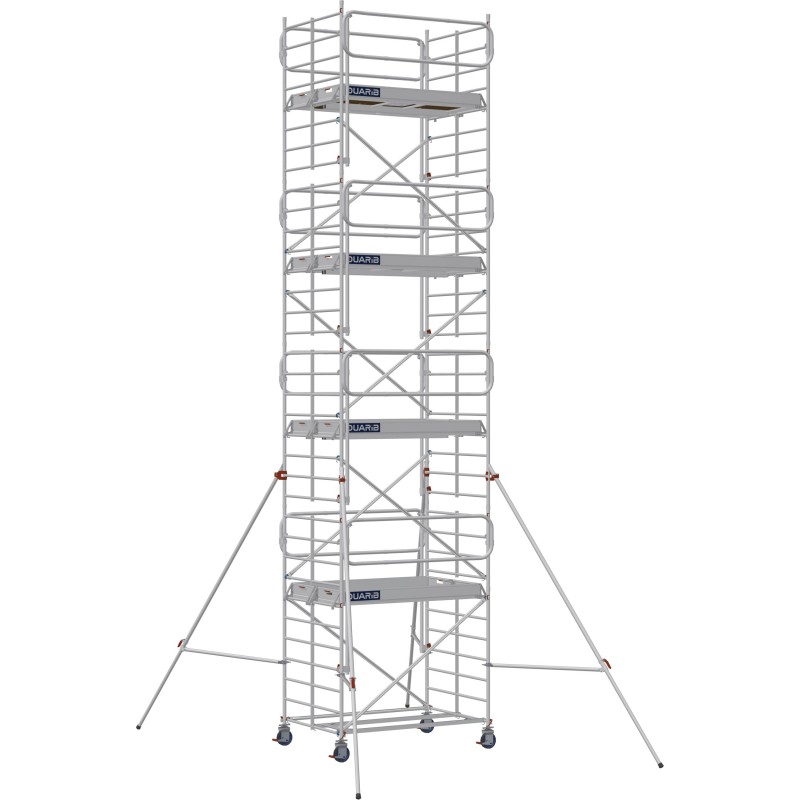 Échafaudage roulant aluminium Docker 150 295 Garde-corps, Monobloc EXMDS - Hauteur plancher 7,90m