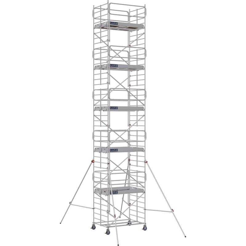 Échafaudage roulant aluminium Docker 150 295 Garde-corps, Monobloc EXMDS - Hauteur plancher 9,90m