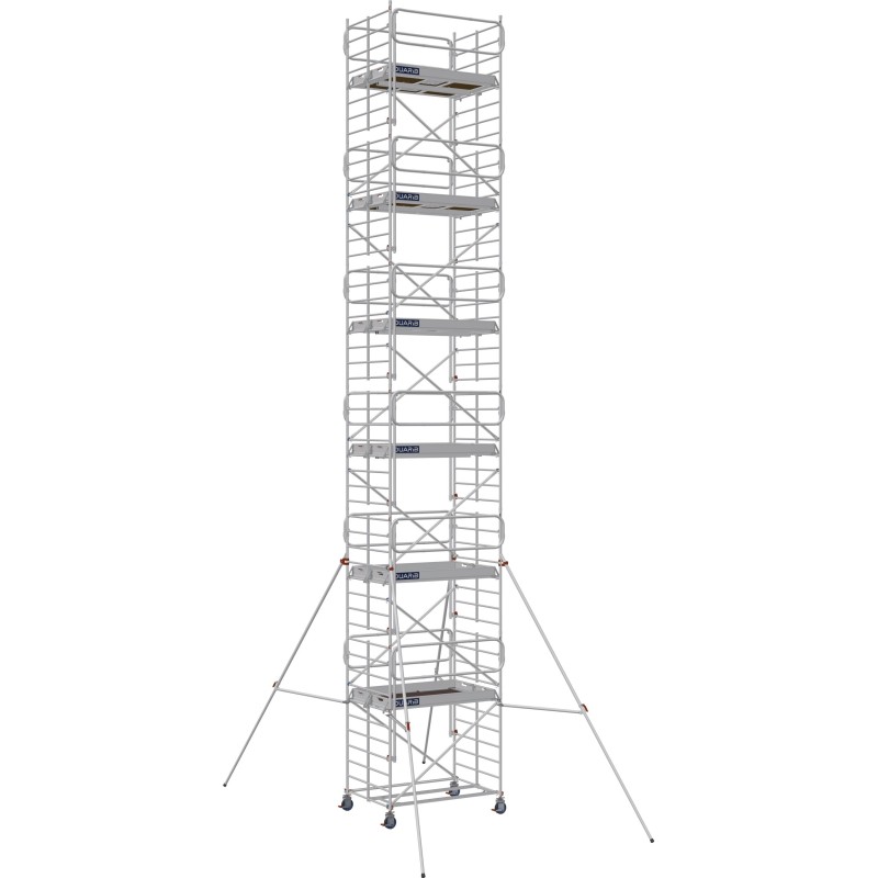 Échafaudage roulant aluminium Docker 150 295 Garde-corps, Monobloc EXMDS - Hauteur plancher 11,90m