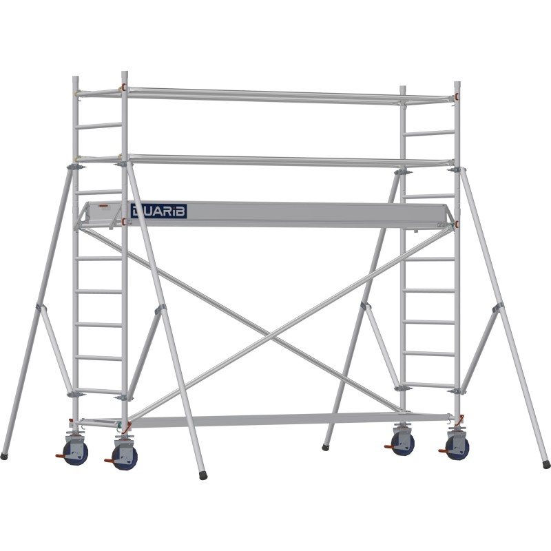 Échafaudage roulant aluminium Docker 85 295 Garde-corps, Lisses - Hauteur plancher 1,90m