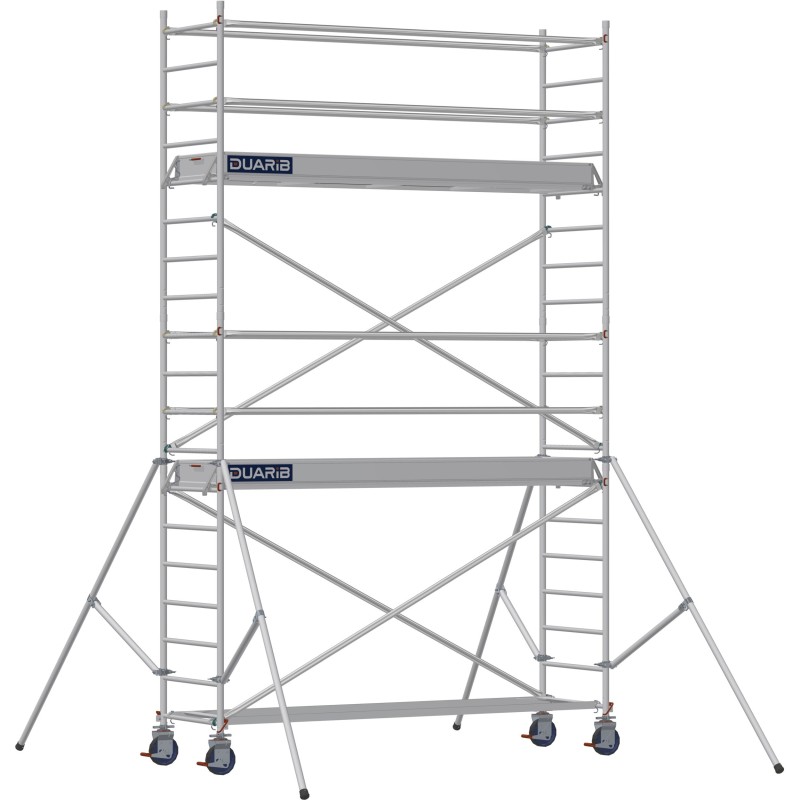 Échafaudage roulant aluminium Docker 85 295 Garde-corps, Lisses - Hauteur plancher 3,90m