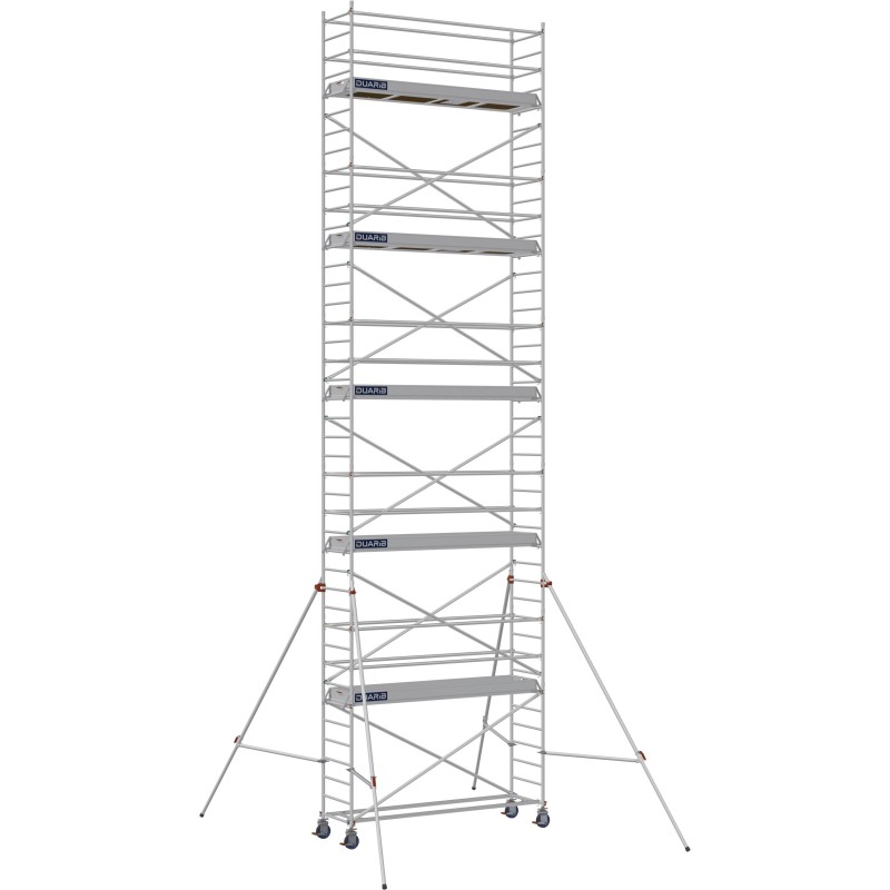 Échafaudage roulant aluminium Docker 85 295 Garde-corps, Lisses - Hauteur plancher 9,90m