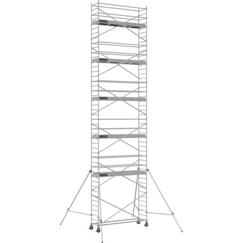 Échafaudage roulant aluminium Docker 85 295 Garde-corps, Lisses - Hauteur plancher 10,90m