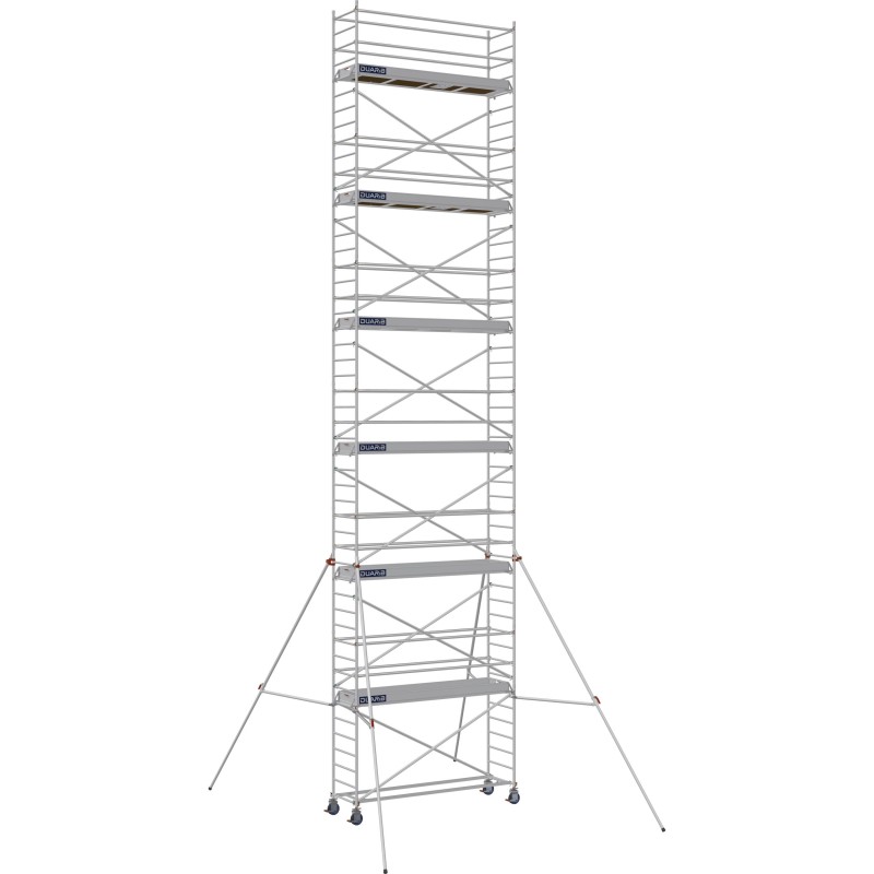 Échafaudage roulant aluminium Docker 85 295 Garde-corps, Lisses - Hauteur plancher 11,90m