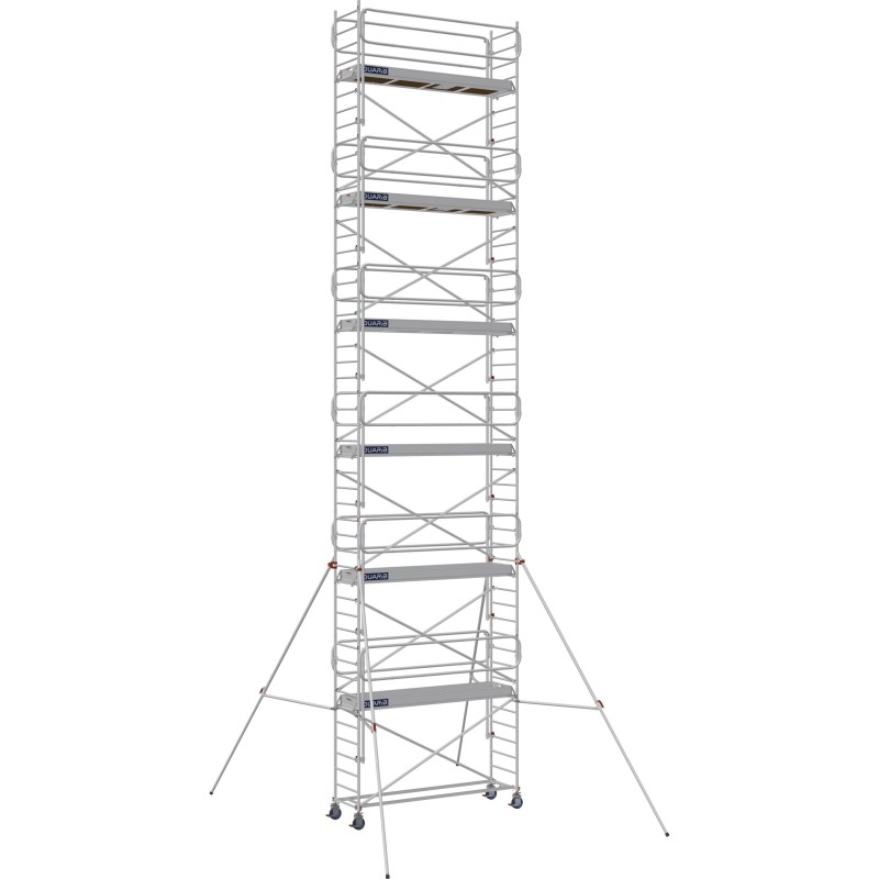Échafaudage roulant aluminium Docker 85 295 Garde-corps Monobloc EXMDS - Hauteur plancher 11,90m