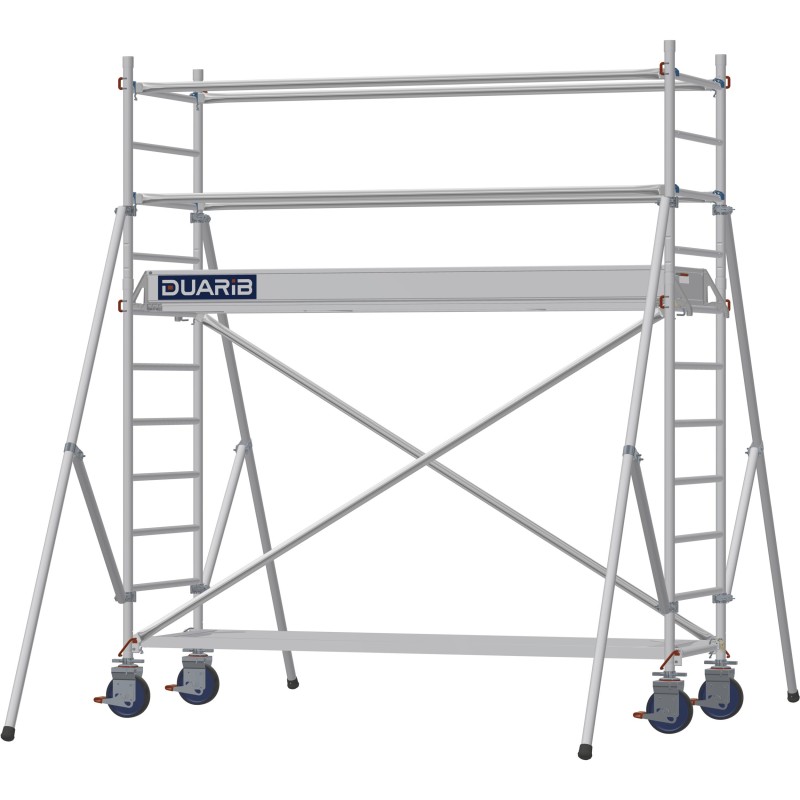 Échafaudage roulant aluminium Docker 85 254 Garde-corps, Lisses - Hauteur plancher 1,90m