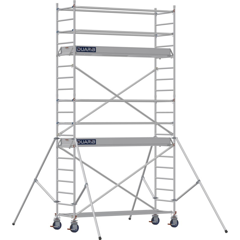 Échafaudage roulant aluminium Docker 85 254 Garde-corps, Lisses - Hauteur plancher 3,90m