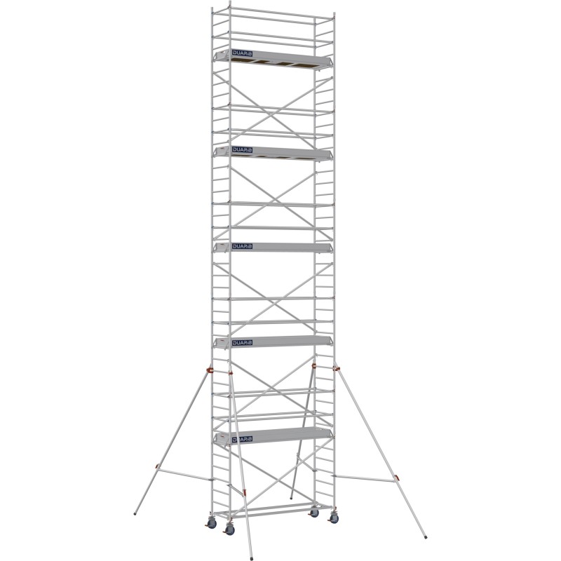 Échafaudage roulant aluminium Docker 85 254 Garde-corps, Lisses - Hauteur plancher 9,90m