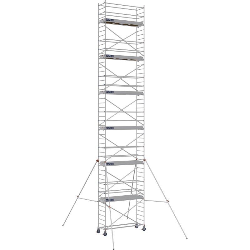 Échafaudage roulant aluminium Docker 85 254 Garde-corps, Lisses - Hauteur plancher 11,90m