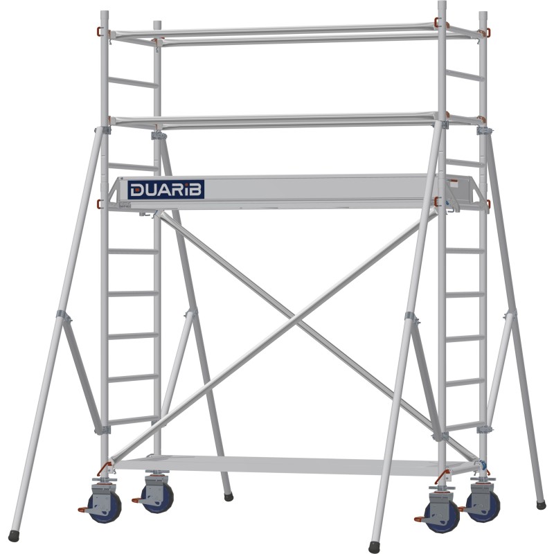 Échafaudage roulant aluminium Docker 85 205 Garde-corps, Lisses - Hauteur plancher 1,90m