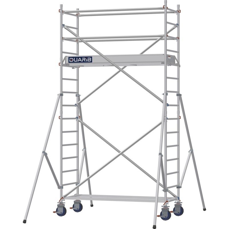 Échafaudage roulant aluminium Docker 85 205 Garde-corps, Lisses - Hauteur plancher 2,90m