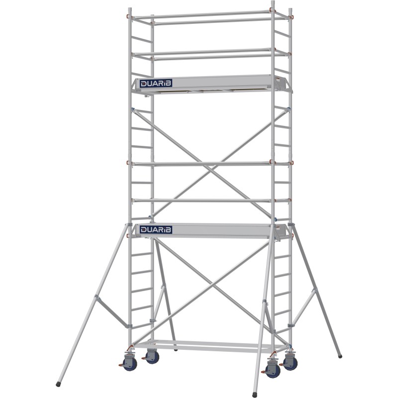 Échafaudage roulant aluminium Docker 85 205 Garde-corps, Lisses - Hauteur plancher 3,90m