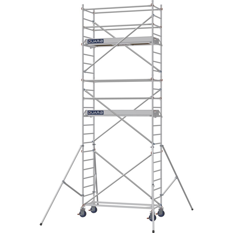 Échafaudage roulant aluminium Docker 85 205 Garde-corps, Lisses - Hauteur plancher 4,90m