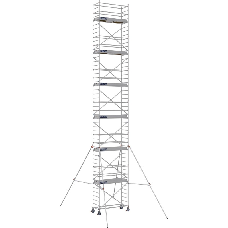 Échafaudage roulant aluminium Docker 85 205 Garde-corps, Lisses - Hauteur plancher 11,90m