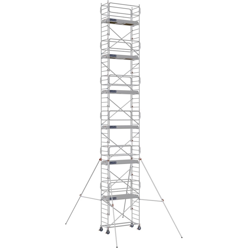 Échafaudage roulant aluminium Docker 85 205, Garde-corps Monobloc EXMDS - Hauteur plancher 11,90m